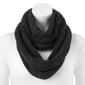 SO Chenille Lurex Accent Black Infinity Scarf